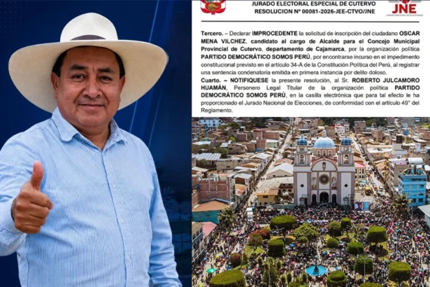 cutervo cajamarca Golpe a Somos Perú JEE declara improcedente candidatura de Óscar Mena a la alcaldía de Cutervo